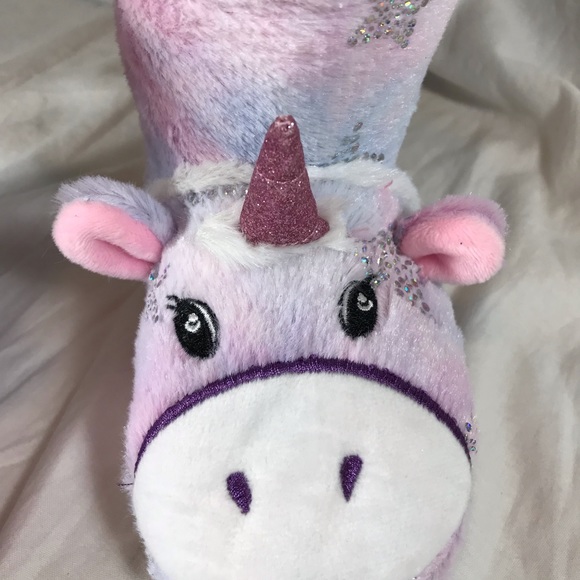 Unicorn Slippers Boots Toasties 11-12 Rubber Sole - Picture 4 of 5